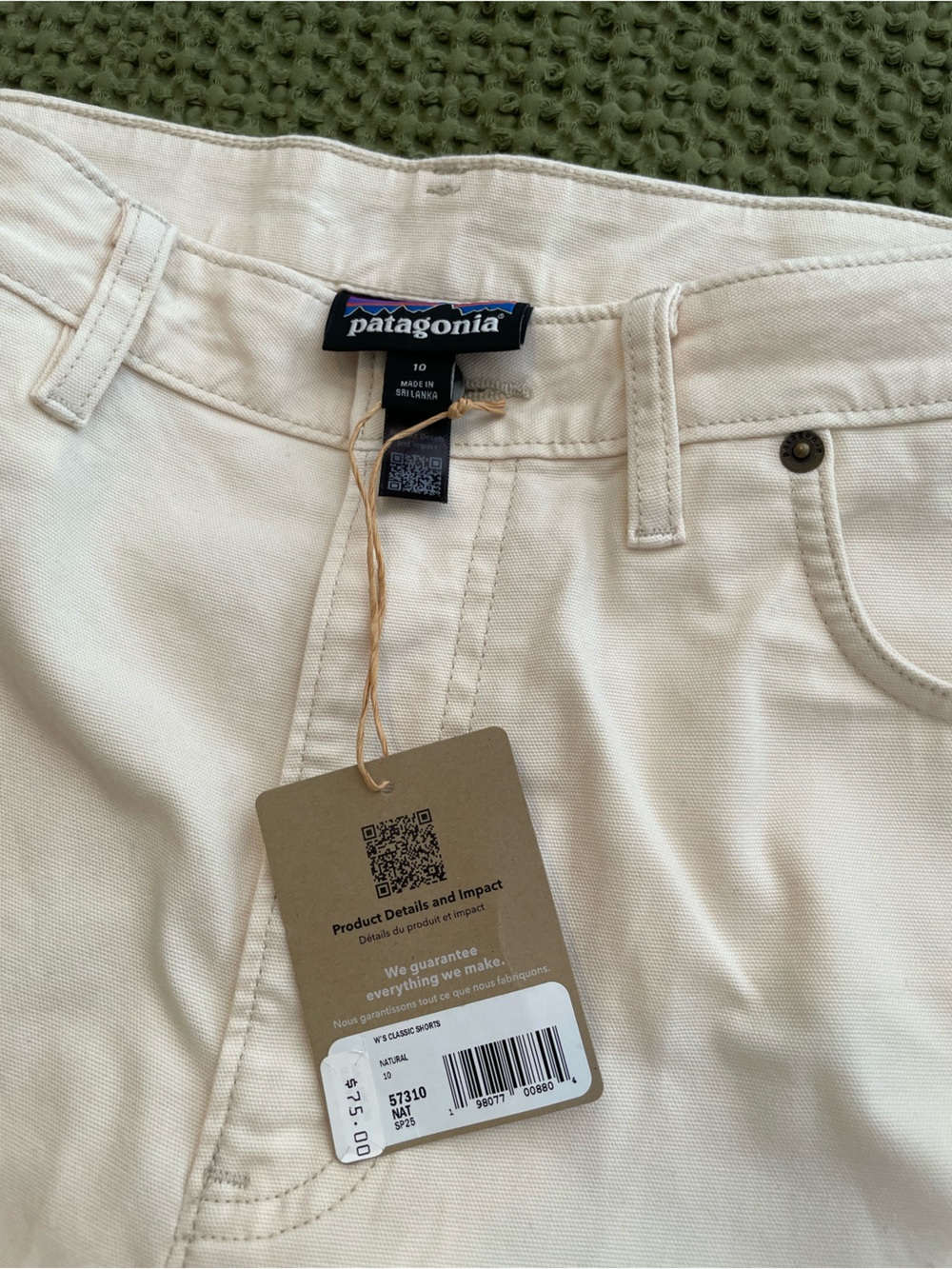 NWT Patagonia Women’s Cream Canvas Shorts